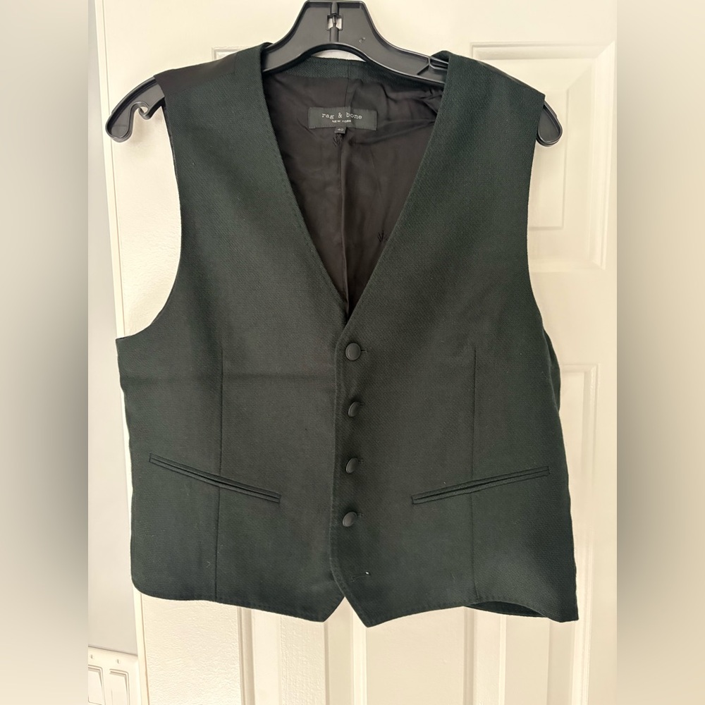 rag & bone Dark Green Wool 40 Men's Vest